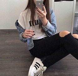 #adidassuperstar #blackrippedjean #loveit...: Cute Tumblr Outfits  