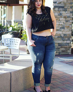 Plus Size Jeans, Plus-size clothing, Plus-size model: Plus size outfit,  Crop top,  Chubby Girl attire  