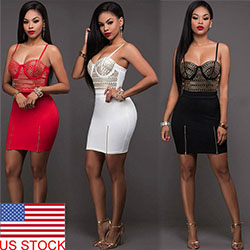 Women's Bandage Bodycon Sleeveless Evening Party Cocktail Club Mini Dress Set: Cocktail Mini Dress,  Women Sleeveless Dress  