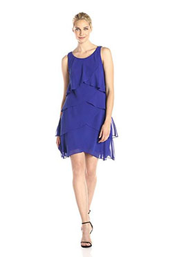 S.L. Fashions Women's Jewel-Strap Tiered Cocktail Dress: Cocktail Dresses  