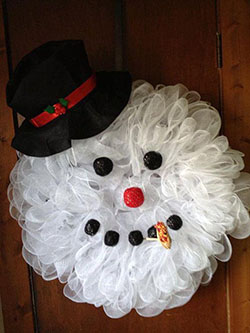 Deco mesh snowman head wreath: Christmas Day,  Santa Claus,  Christmas decoration,  Deco mesh  