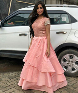 Peach colour gown: party outfits,  Jannat zubair,  Pankti Sharma,  Jannat JANNAT,  Hot TV Actress  