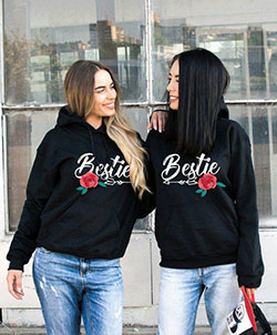 Best Friends Hoodies Matching outfit: Gender reveal,  Best Friends Matching Outfits,  Besties outfits,  Black Hoodie,  Hoodie,  Hoodie outfit  