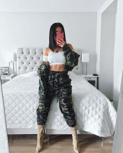 Black Girls Casual wear, Military camouflage: Camo Joggers  