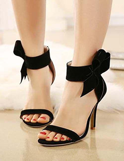 Black Round Toe Stiletto Bow Fashion High-Heeled Sandals: high heels,  High-Heeled Shoe,  Court shoe,  Stiletto heel,  High Heel Ideas,  Best Stilettos Ideas,  Peep-Toe Shoe  