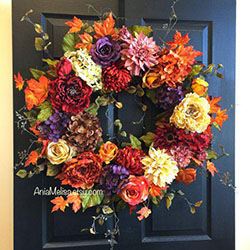 Purple fall wreath: Christmas Day,  Christmas decoration,  Flower Bouquet,  Floral design,  Artificial flower  