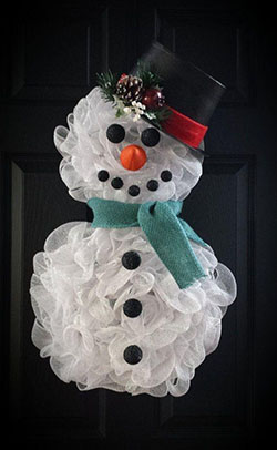 Deco mesh snowman wreath: Christmas Day,  Christmas tree,  Christmas ornament,  Christmas decoration,  Hessian fabric  