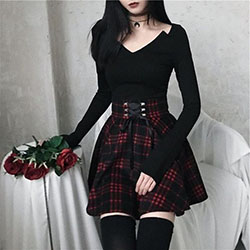 Goth Outfits For School Girls: Grunge fashion,  Gothic fashion,  Goth dress outfits,  Full plaid  