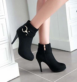 Studded Metal Zipper Women High Heels Platform Ankle Boots: High-Heeled Shoe,  Boot Outfits,  Stiletto heel,  Short Boots,  High Heel Ideas,  Best Stilettos Ideas,  shoes,  Sexy Shoes  