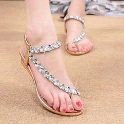 Stylish Rhinestone Elastic Women Flat Sandals: 