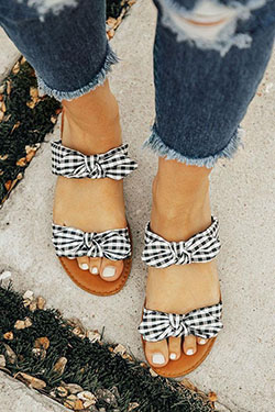 The Brinkley Gingham Bow Sandal: 