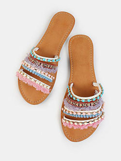 Vibrant Embellished Slides WHITE | MakeMeChic.COM: 