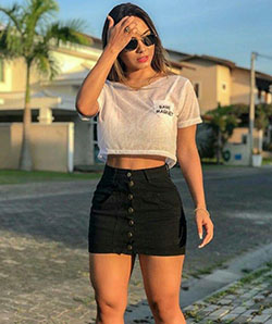 Urban Casual Denim skirt: Grunge fashion,  Street Outfit Ideas  