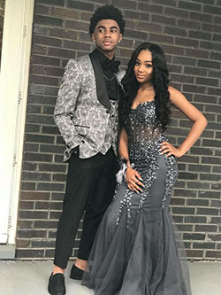 In her dress, the night finds its muse, and his suit is its faithful shadow!: Backless dress,  African Dresses,  Black Couple Homecoming Dresses  