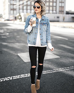 Denim jacket outfit women: Skinny Jeans,  winter outfits,  Jean jacket,  Denim Jacket with Crop Top  