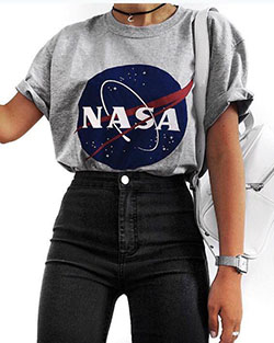 NASA Graphic Tee, Urban Crop top: Grunge fashion,  Street Outfit Ideas  