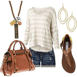 Striped beige and white long-sleeve top: shirts,  FASHION,  Cute dresses,  Cute outfits,  Polyvore Outfits Summer  