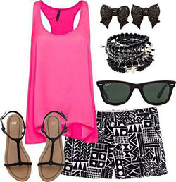 Hot pink sleeveless top: Clothing Ideas,  Polyvore Outfits Summer  