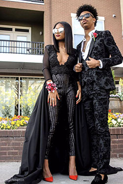 You'll definitely turn heads at homecoming with your black lace and sequins!: party outfits,  Prom outfits,  Black Couple Homecoming Dresses  