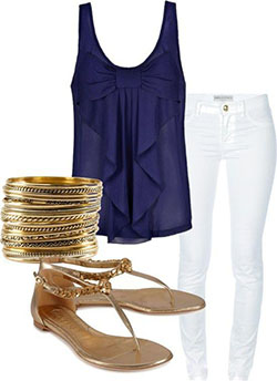 Polyvore Summer Navy blue: Slim-Fit Pants,  Navy blue,  Polyvore Outfits Summer  