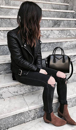 Leather jacket,  Chelsea boot: Skinny Jeans,  Leather jacket,  Boot Outfits,  Chelsea boot,  Sam Edelman  