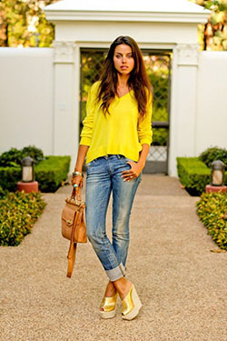 Yellow Shirt Outfit Women: Yellow Outfits Girls,  yellow top  