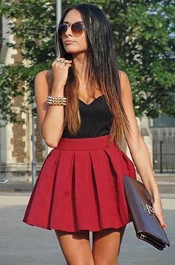 Red skater skirt outfits: shirts,  Skater Skirt,  Skirt Outfits  