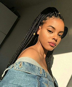 Braid gang, Box braids, Lace wig: Lace wig,  Afro-Textured Hair,  Box braids,  Mohawk hairstyle,  Braided Hairstyles  