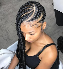 Beautiful & lovely big lemonade braids: Afro-Textured Hair,  Crochet braids,  Box braids,  Braided Hairstyles,  French braid,  Big hair  