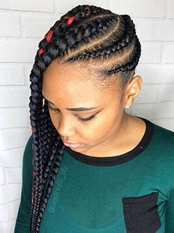 Feed in braids to the side for kids: Afro-Textured Hair,  Box braids,  Braided Hairstyles,  Regular haircut,  Kids Braids,  Braid Styles  