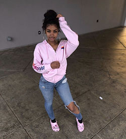 Her school day is pretty in pink with this soft hoodie and denim combo!: winter outfits,  Baddie Outfits  