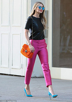 Best Light Pink Pencil Pant: Gigi Hadid,  Pink Pant  