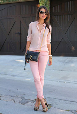 What To Wear With Pink Jeans: Slim-Fit Pants,  Pink Jeans  