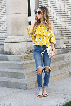 Summer ruffles, Polka dot: Yellow Outfits Girls  