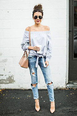 Best outfit, Casual wear, Ripped jeans: Ripped Jeans,  High-Heeled Shoe  