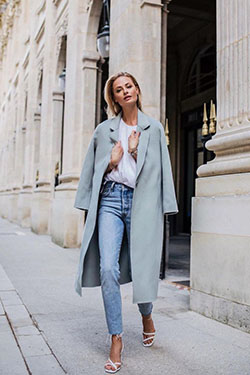 Slim-fit pants,  Jean jacket: Slim-Fit Pants,  Trench coat,  Street Outfit Ideas,  Lounge jacket,  Light Blue Pants Outfits  