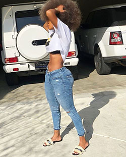 School Ready in Her Go-To Jeans and a Breathable White Crop!: Jeans Outfit,  Denim Outfits,  Hot Thick Girls  