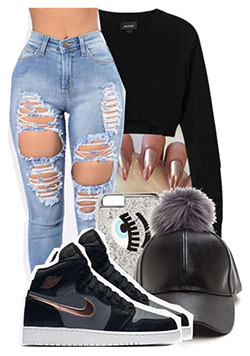 Cute Outfits Ideas To Wear With Jordans: Slim-Fit Pants,  Air Jordan,  Jordan Outfits Polyvore  