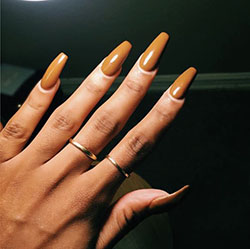 Coffin long nails with fall colors: Nail Polish,  Nail art,  Gel nails,  Acrylic Nails  