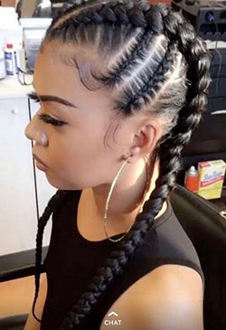 Peinados con trenzas boxeadoras, Box braids: Lace wig,  Hairstyle Ideas,  Box braids,  Mohawk hairstyle,  Braided Hairstyles  