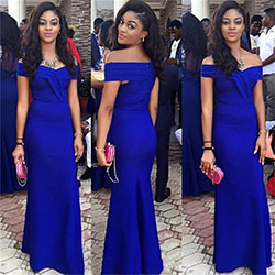 African Trendy Wedding Dresses For Guests: Bridesmaid dress,  Sheath dress,  Royal blue,  Wedding Guests Dresses  