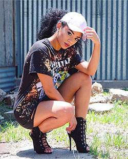 Swag Outfits For Urban Girl, Thigh-high boots, Casual wear: High-Heeled Shoe,  Black Swag Outfits  