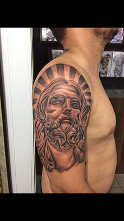 Religious Sleeve Tattoos, Sleeve tattoo, Tattoo artist: Sleeve tattoo,  Body art,  Tattoo artist,  Religious Tattoos  