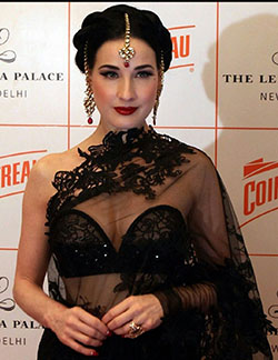 Hollywood Actress Dita Von In Black Transparent Saree: Hollywood Celebrities In Saree,  Hot Girls In Saree  