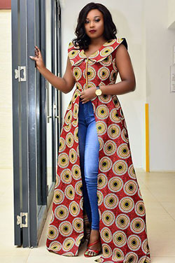 Ankara And Denim Jeans Dress: party outfits,  Informal wear,  Ankara With Denim  