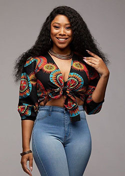 Jeans & Ankara Blouse Styles: Sleeveless shirt,  Ankara With Denim  