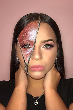 Women's fashion ideas zipper face makeup: Animal print,  Eye Shadow,  Make-Up Artist,  Halloween Makeup Ideas  