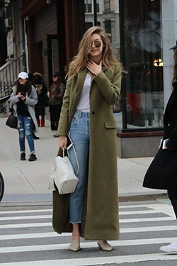 Gigi hadid maxi coat, Winter Coat: winter outfits,  Gigi Hadid,  Trench coat,  Winter Coat,  beige coat  