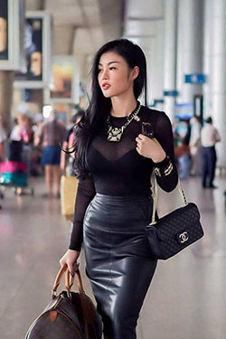 Leather skirt with sheer top: Sheer fabric,  Pencil skirt,  Leather skirt,  Leather clothing  