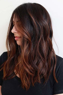 Auburn balayage on dark brown hair: Hair Color Ideas,  Hairstyle Ideas,  Brown hair  